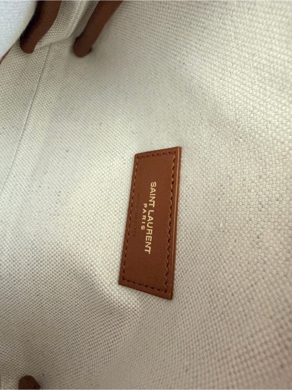 Saint Laurent Beige Canvas Crossbody with Gold Chain and Tan Trim - Picture 8 of 10